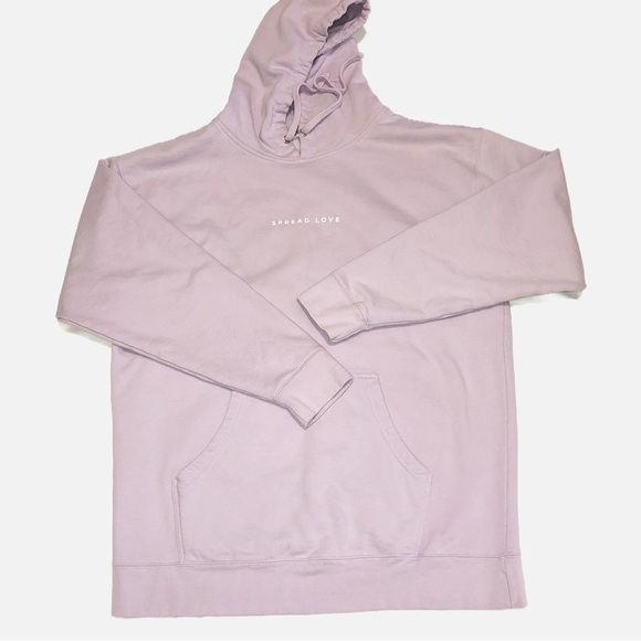 Spread Love Oversized Unisex Midweight Pullover Hoodie Light Purple size XL - Picture 4 of 10